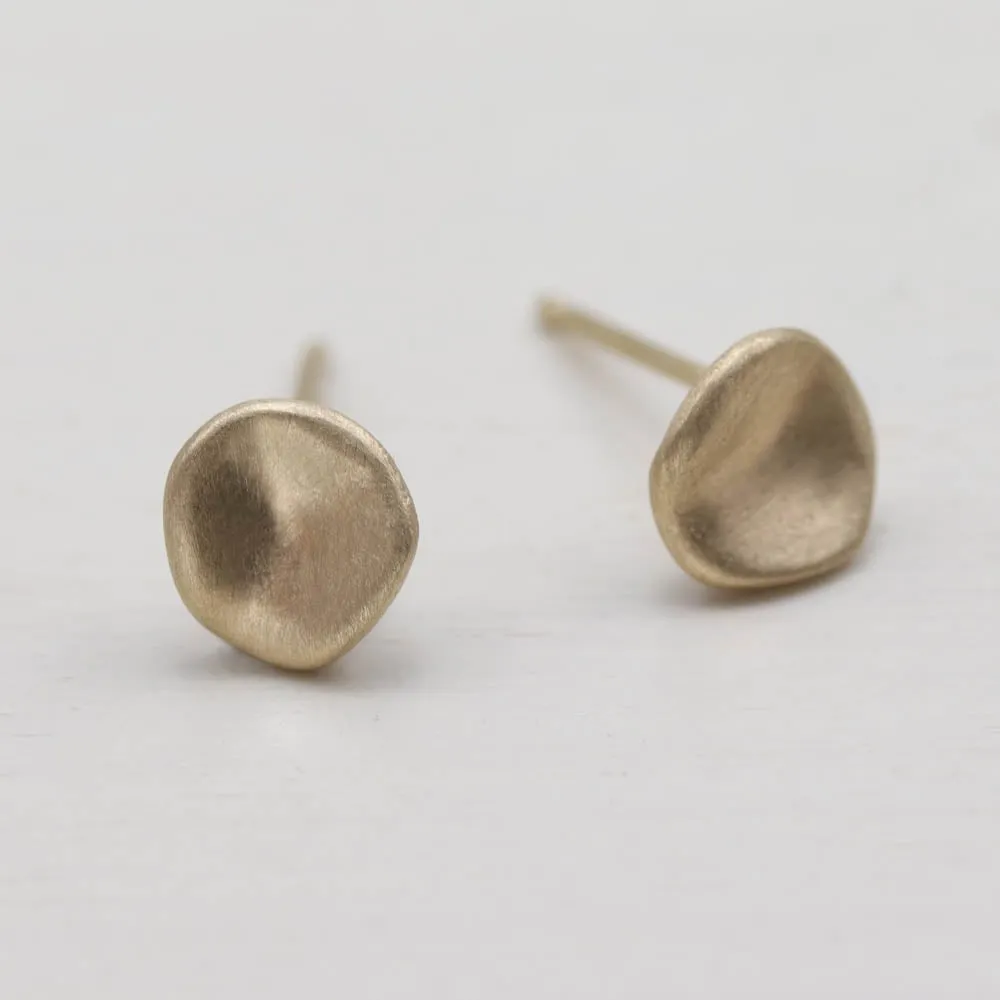 . Small Sculpted Disc Stud Earrings