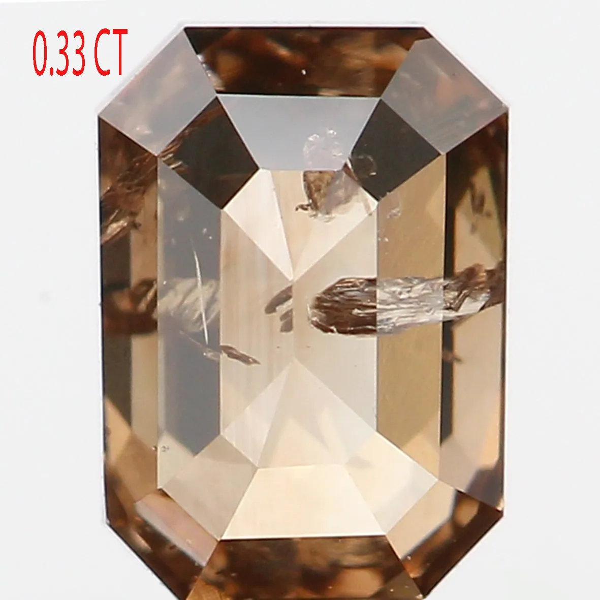 0.33 Ct Natural Loose Diamond, Emerald Cut Diamond, Brown Diamond, Polished Diamond, Rose Cut Diamond, Rustic Diamond, Antique D