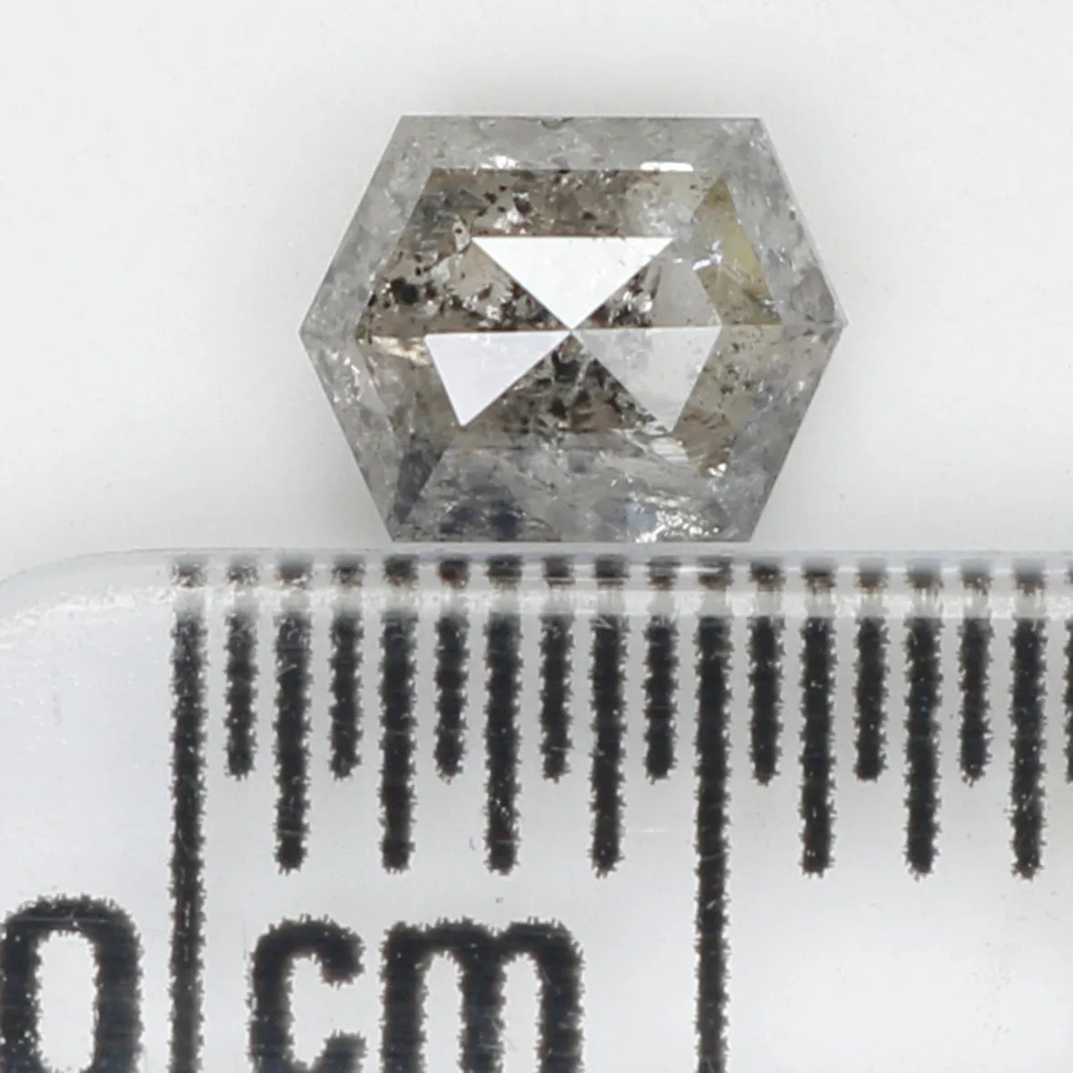 0.49 CT Natural Loose Diamond, Hexagon Cut Diamond, Salt and Pepper Diamond, Black Diamond, Grey Diamond, Rustic Rose Cut Diamon