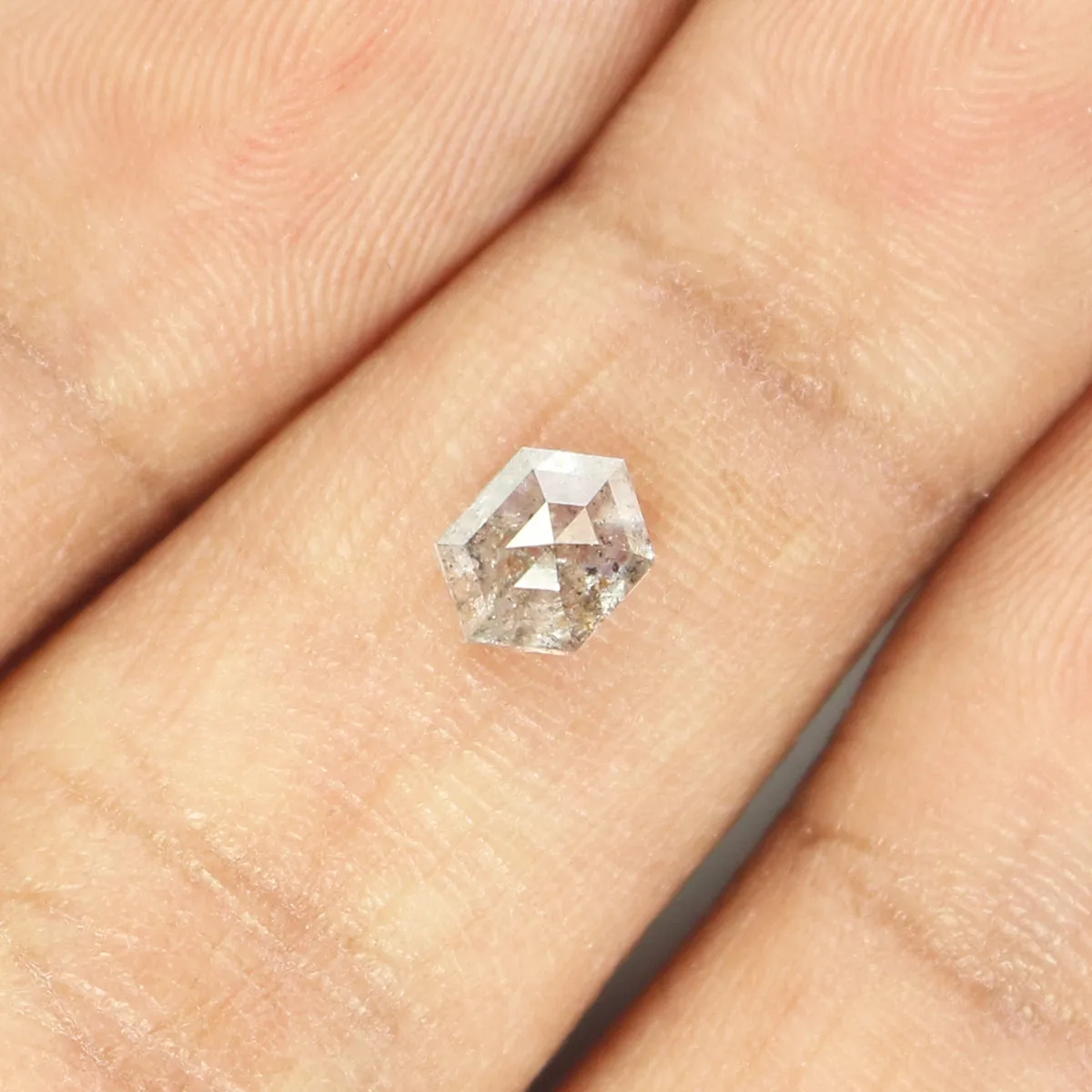 0.63 CT Natural Loose Hexagon Shape Diamond Salt And Pepper Hexagon Diamond 5.70 MM Black Grey Color Hexagon Shape Rose Cut Diam