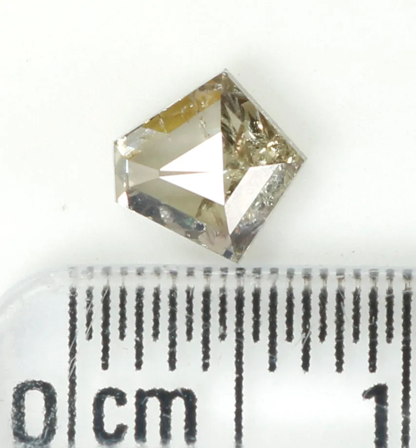 0.64 CT Natural Loose Diamond, Pentagon Cut Diamond, Salt And Pepper Diamond, Black Grey Diamond, Rose Cut Diamond, Rustic Diamo