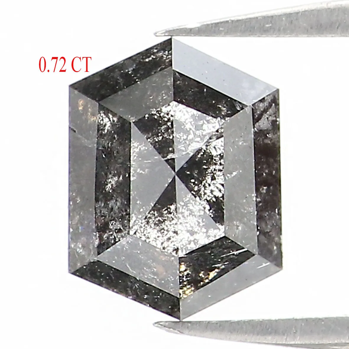 0.72 CT Natural Loose Hexagon Shape Diamond Salt And Pepper Hexagon Diamond 6.20 MM Black Grey Color Hexagon Shape Rose Cut Diam