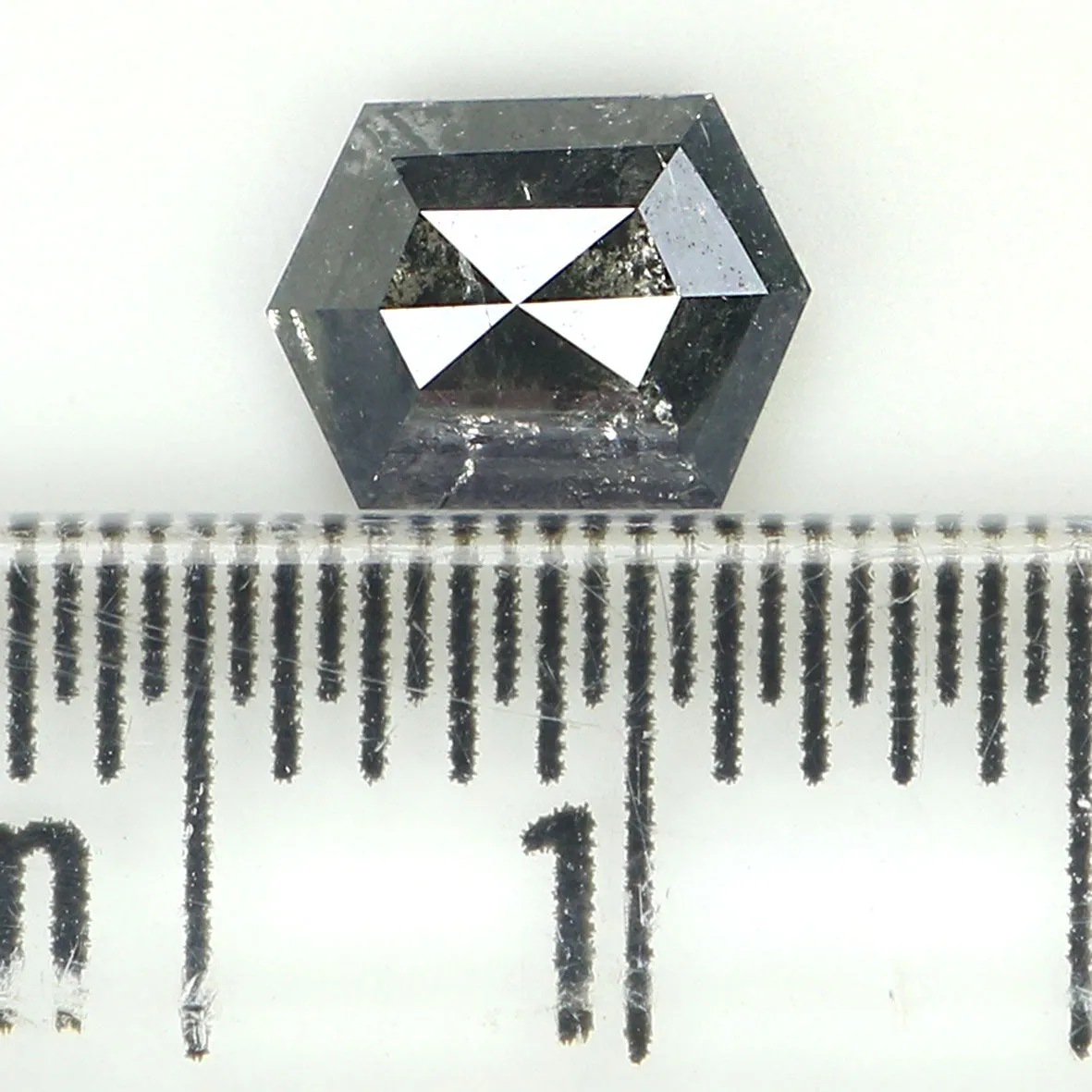 0.72 CT Natural Loose Hexagon Shape Diamond Salt And Pepper Hexagon Diamond 6.20 MM Black Grey Color Hexagon Shape Rose Cut Diam