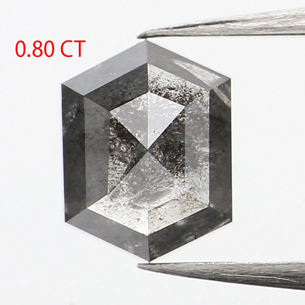 0.80 CT Natural Loose Hexagon Shape Diamond Salt And Pepper Hexagon Diamond 6.30 MM Black Grey Color Hexagon Shape Rose Cut Diam