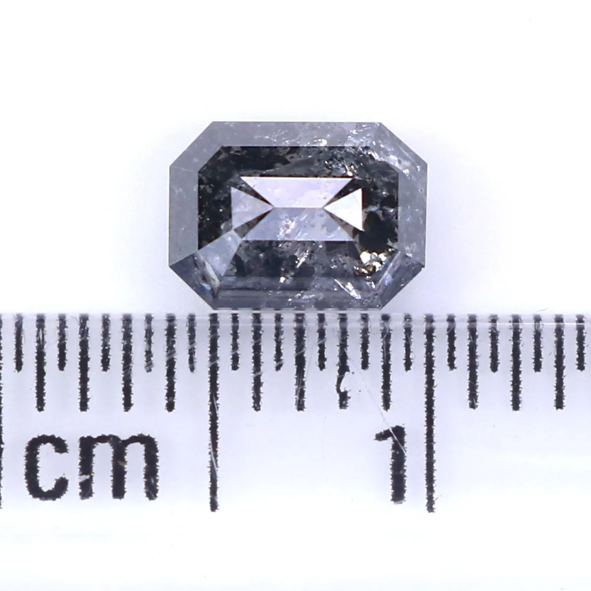 0.83 CT Natural Loose Emerald Shape Diamond Salt And Pepper Emerald Diamond 5.95 MM Black Grey Color Emerald Shape Rose Cut Diam