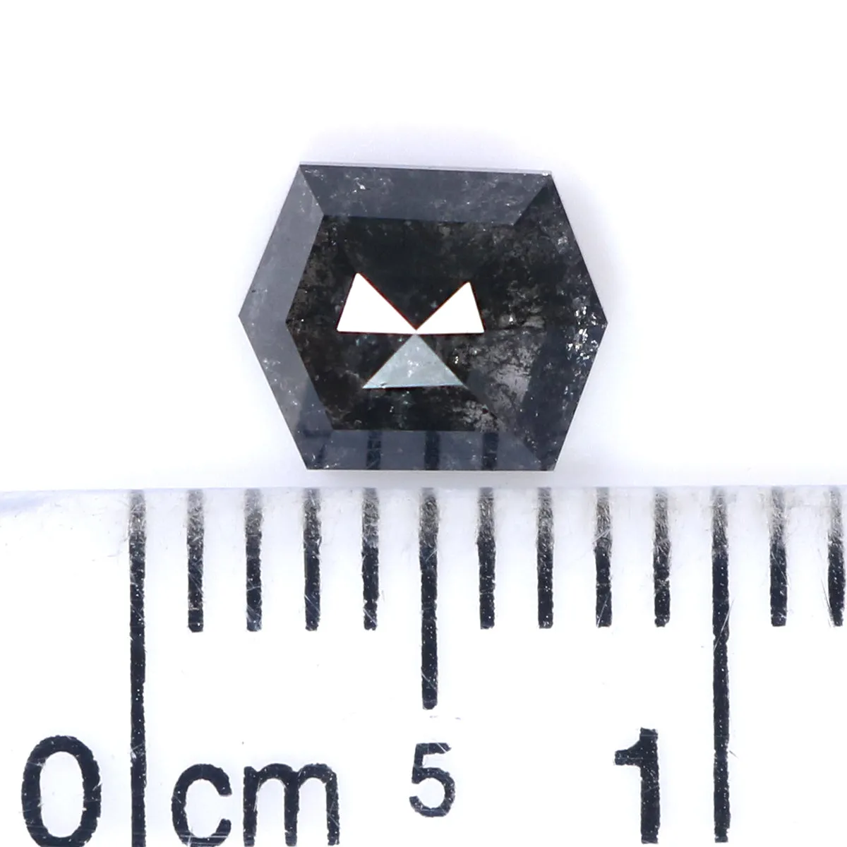 0.89 CT Natural Loose Hexagon Shape Diamond Salt And Pepper Hexagon Diamond 6.35 MM Black Grey Color Hexagon Shape Rose Cut Diam