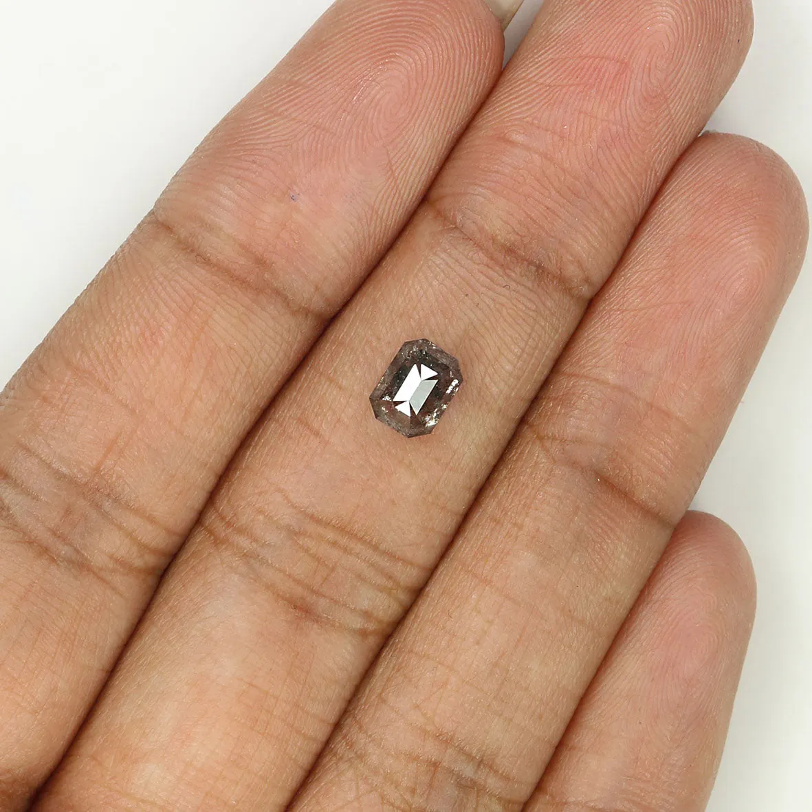 0.90 CT Natural Loose Emerald Shape Diamond Salt And Pepper Emerald Diamond 6.00 MM Black Grey Color Emerald Shape Rose Cut Diam