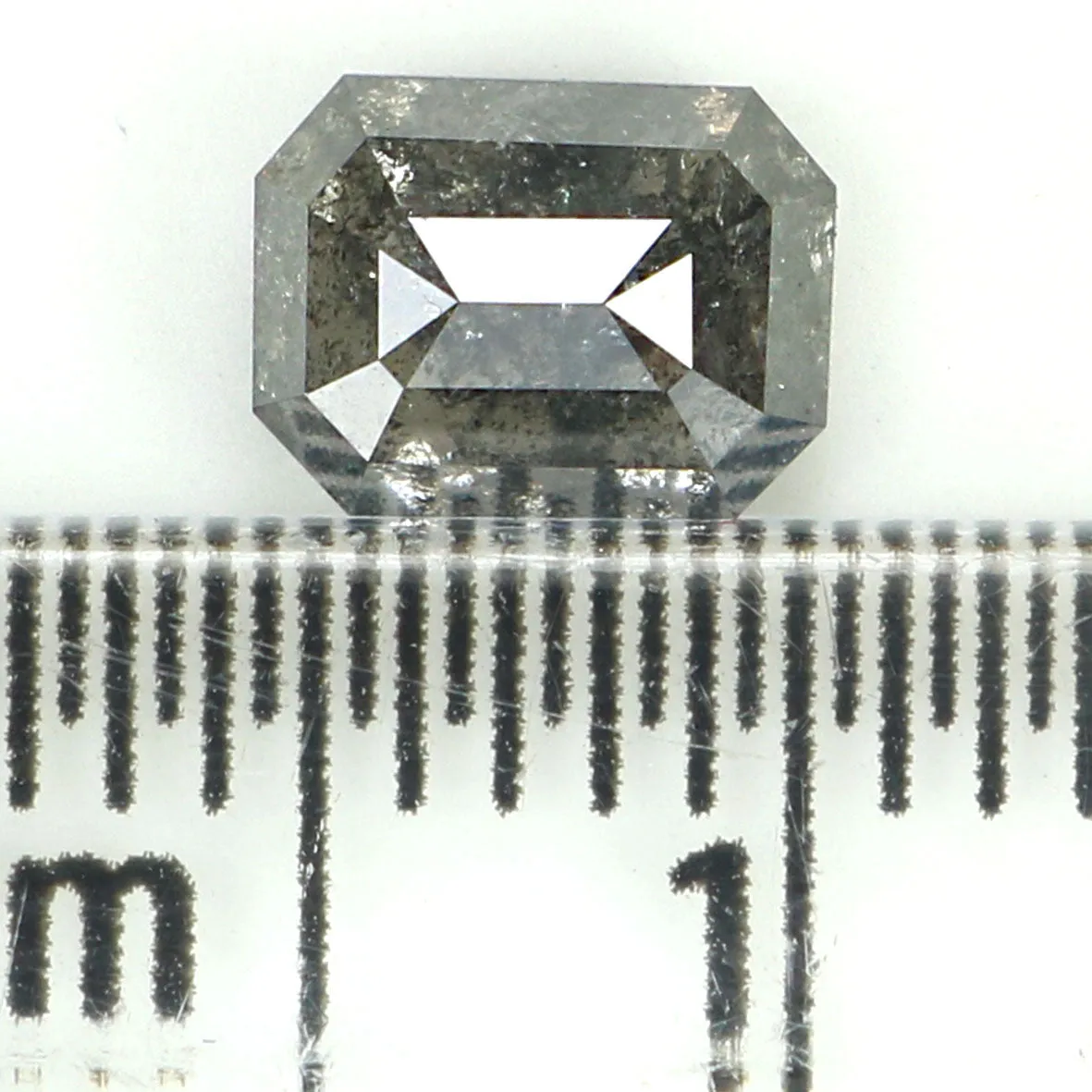 0.90 CT Natural Loose Emerald Shape Diamond Salt And Pepper Emerald Diamond 6.00 MM Black Grey Color Emerald Shape Rose Cut Diam