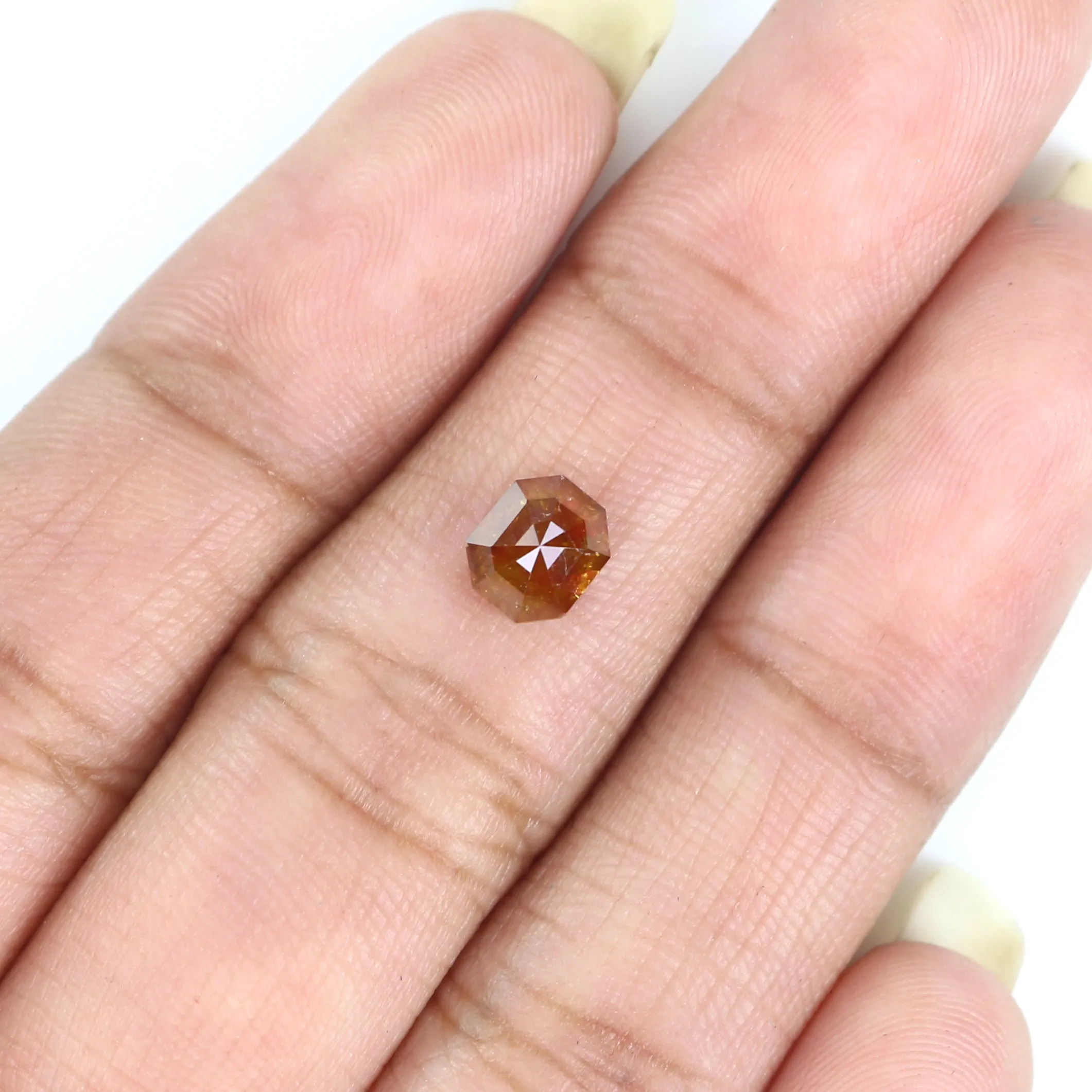 0.94 CT Natural Loose Emerald Shape Diamond Brown Color Emerald Diamond 5.85 MM Natural Loose Brown Emerald Shape Rose Cut Diamo