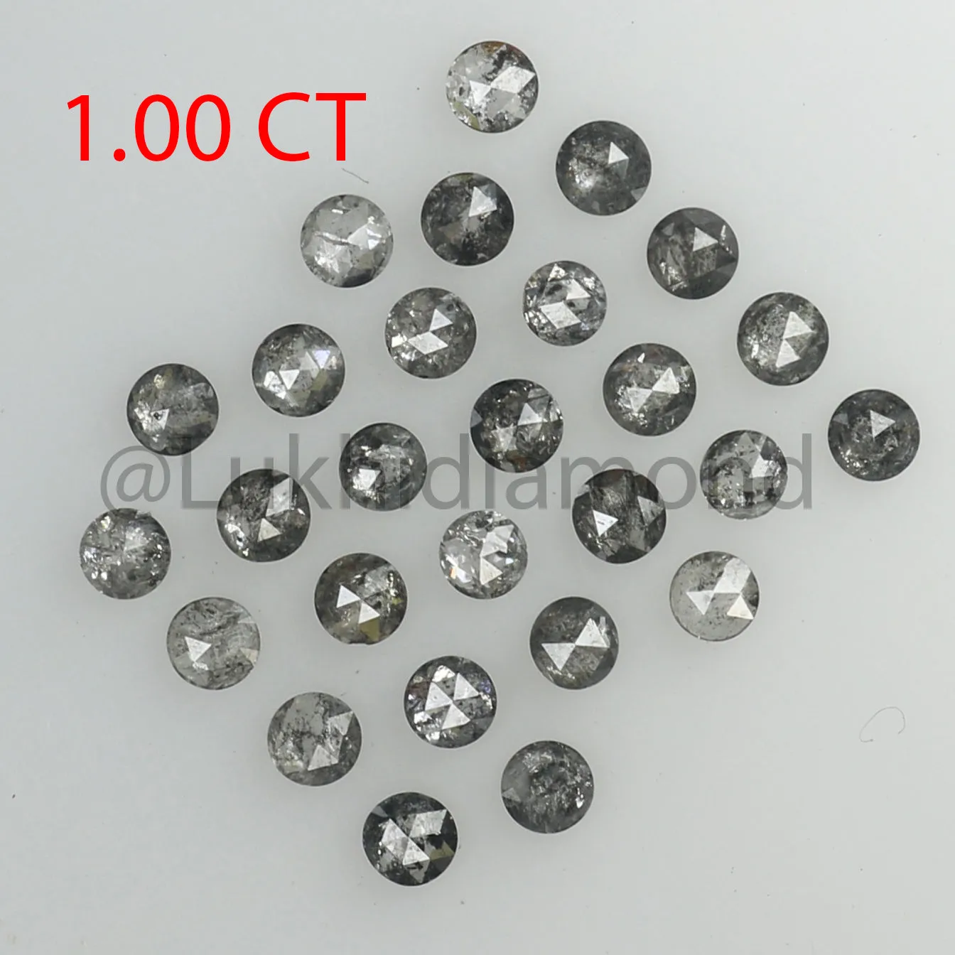 1.00 CT Natural Loose Diamond Round Rose Cut Salt And Pepper Black Gray Color I3 Clarity 2.00 MM Q200