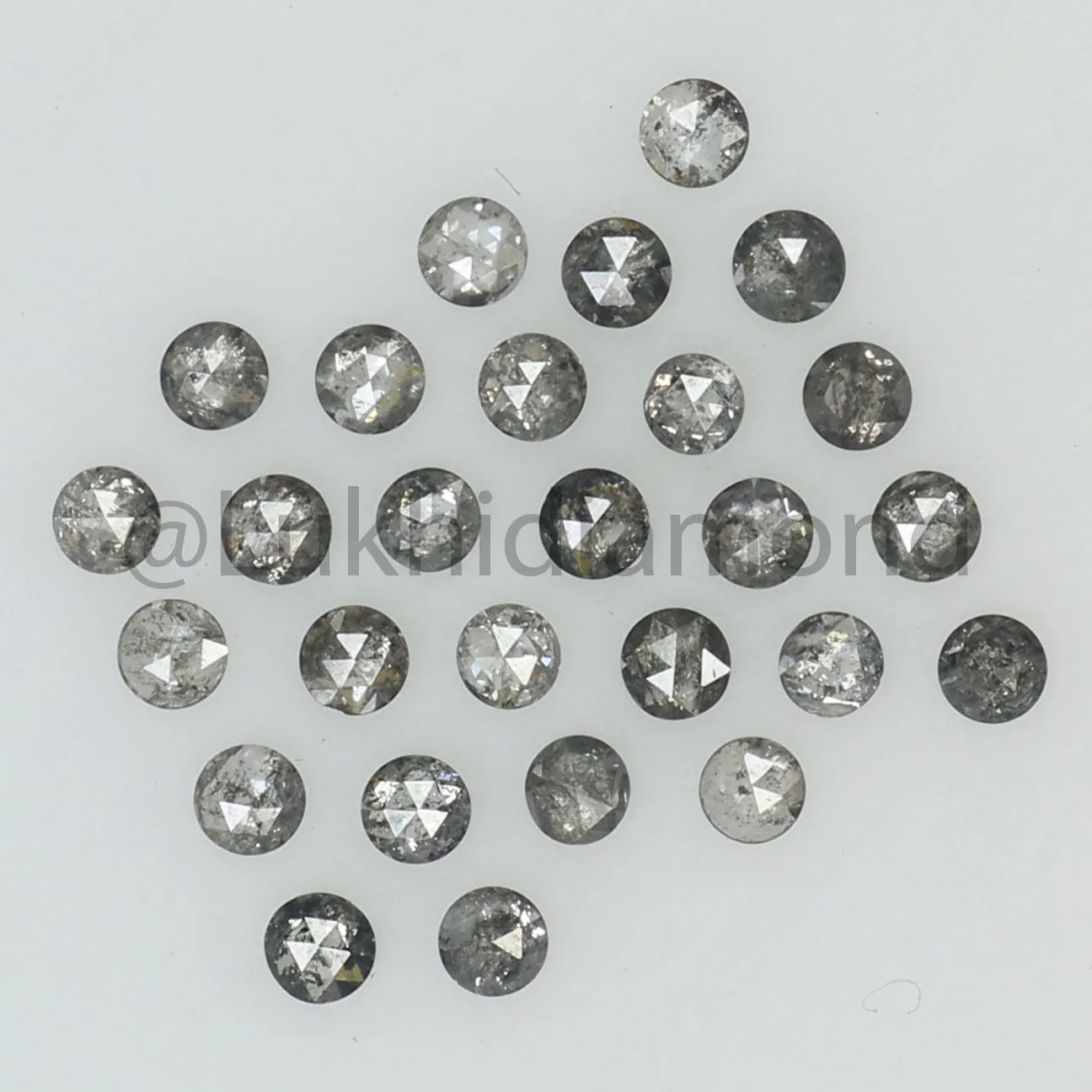 1.00 CT Natural Loose Diamond Round Rose Cut Salt And Pepper Black Gray Color I3 Clarity 2.00 MM Q200