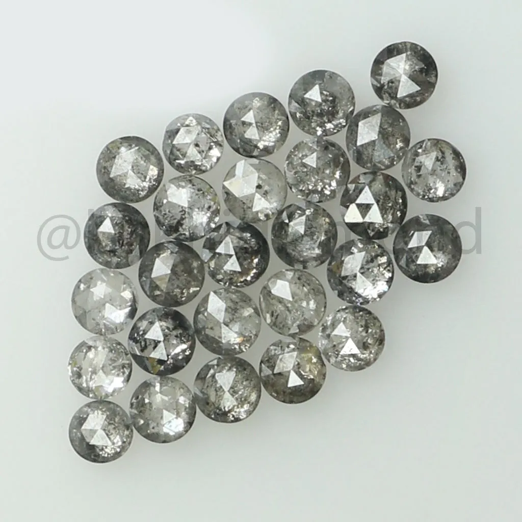 1.00 CT Natural Loose Diamond Round Rose Cut Salt And Pepper Black Gray Color I3 Clarity 2.00 MM Q200