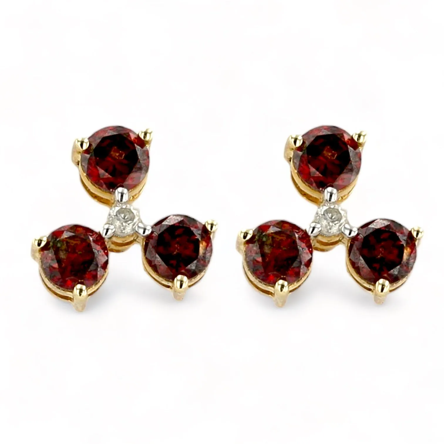 10K yellow gold 0.73 CT rare red diamond studs earrings-10267