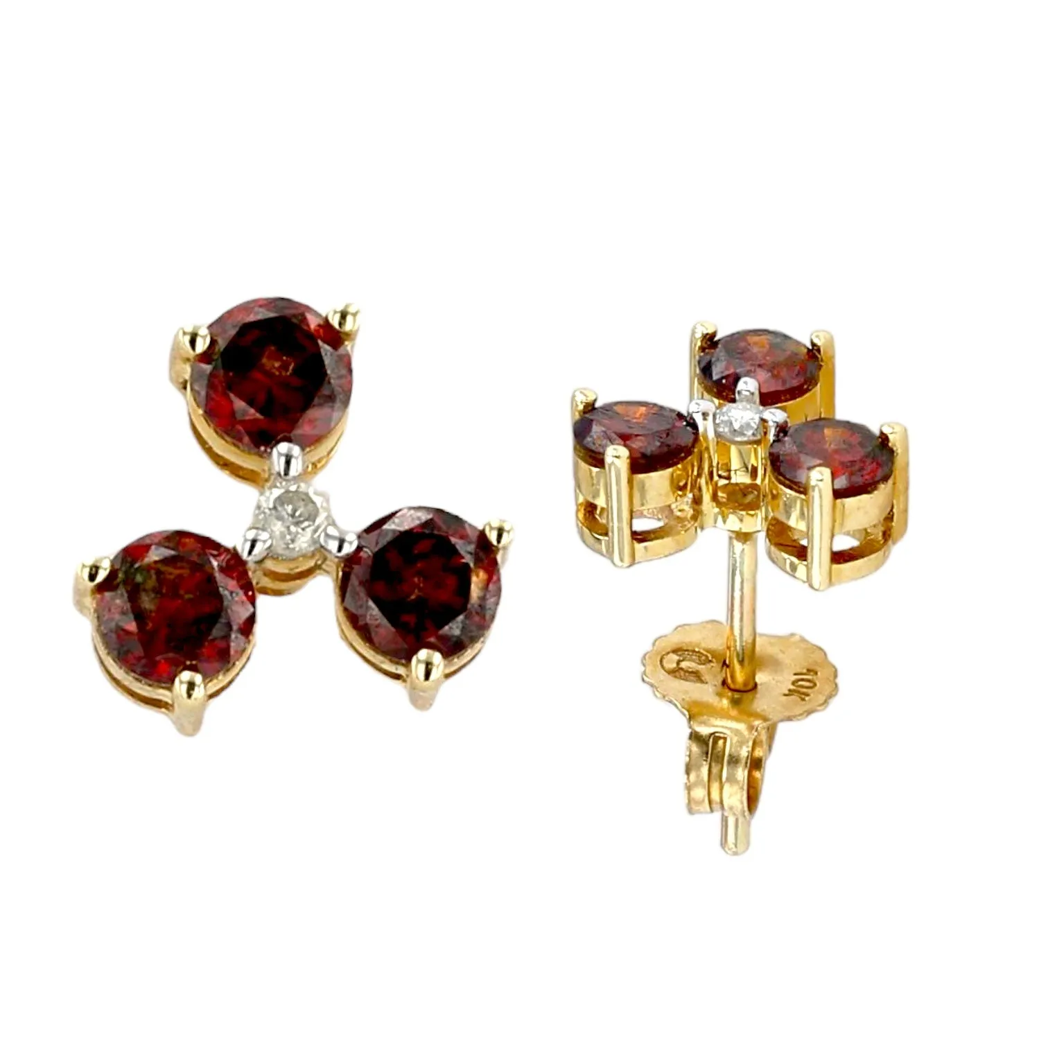 10K yellow gold 0.73 CT rare red diamond studs earrings-10267