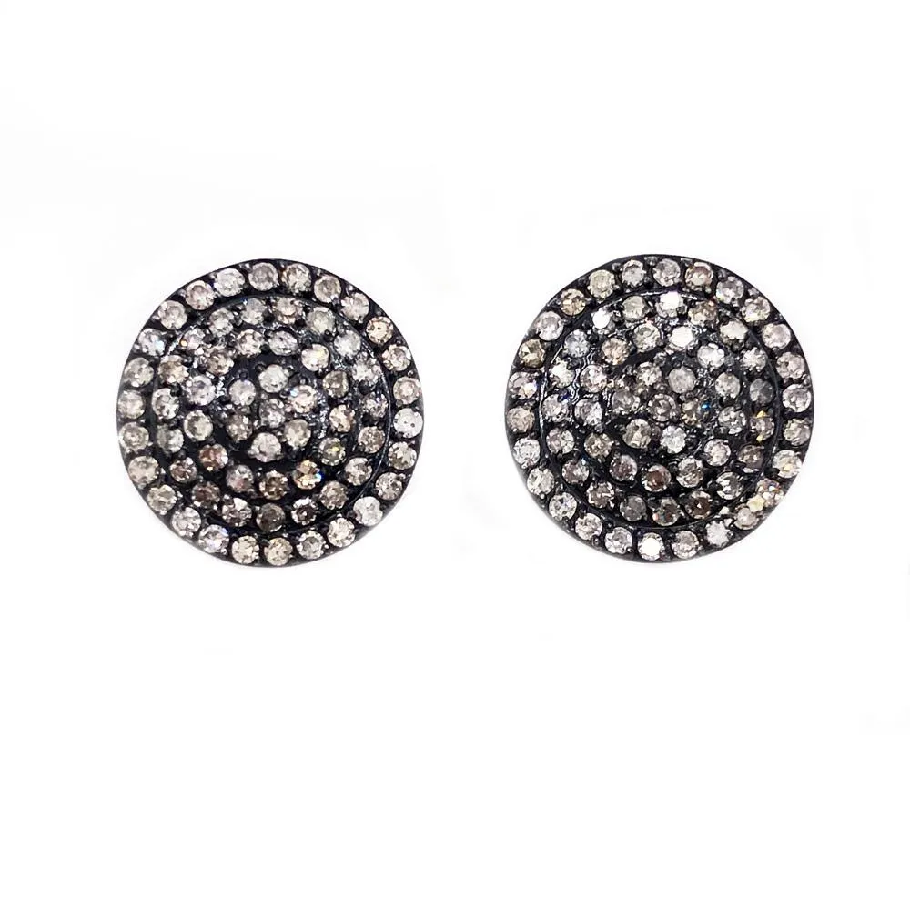 1.30cttw Diamond Circle Earrings Black Stainless Steel