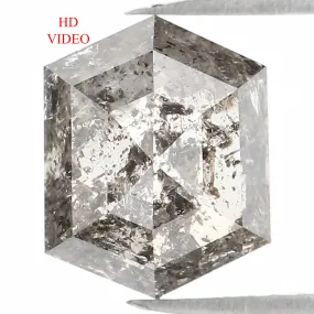 1.41 CT Natural Loose Hexagon Shape Diamond Salt And Pepper Hexagon Diamond 7.50 MM Black Grey Color Hexagon Shape Rose Cut Diam