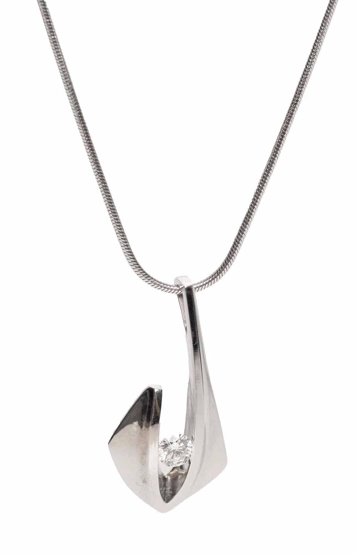 14K White Gold & Diamond Pendant Necklace