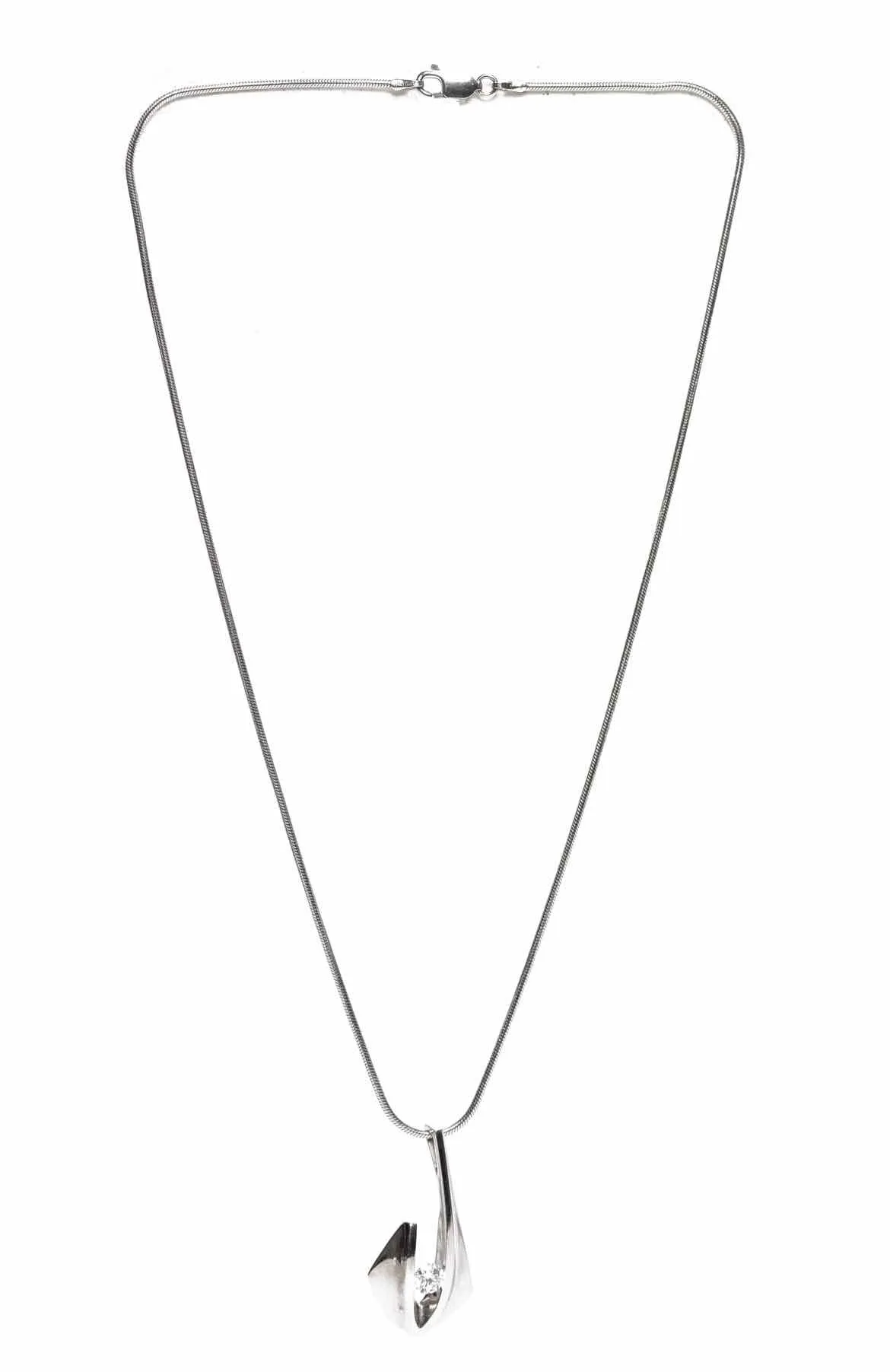 14K White Gold & Diamond Pendant Necklace