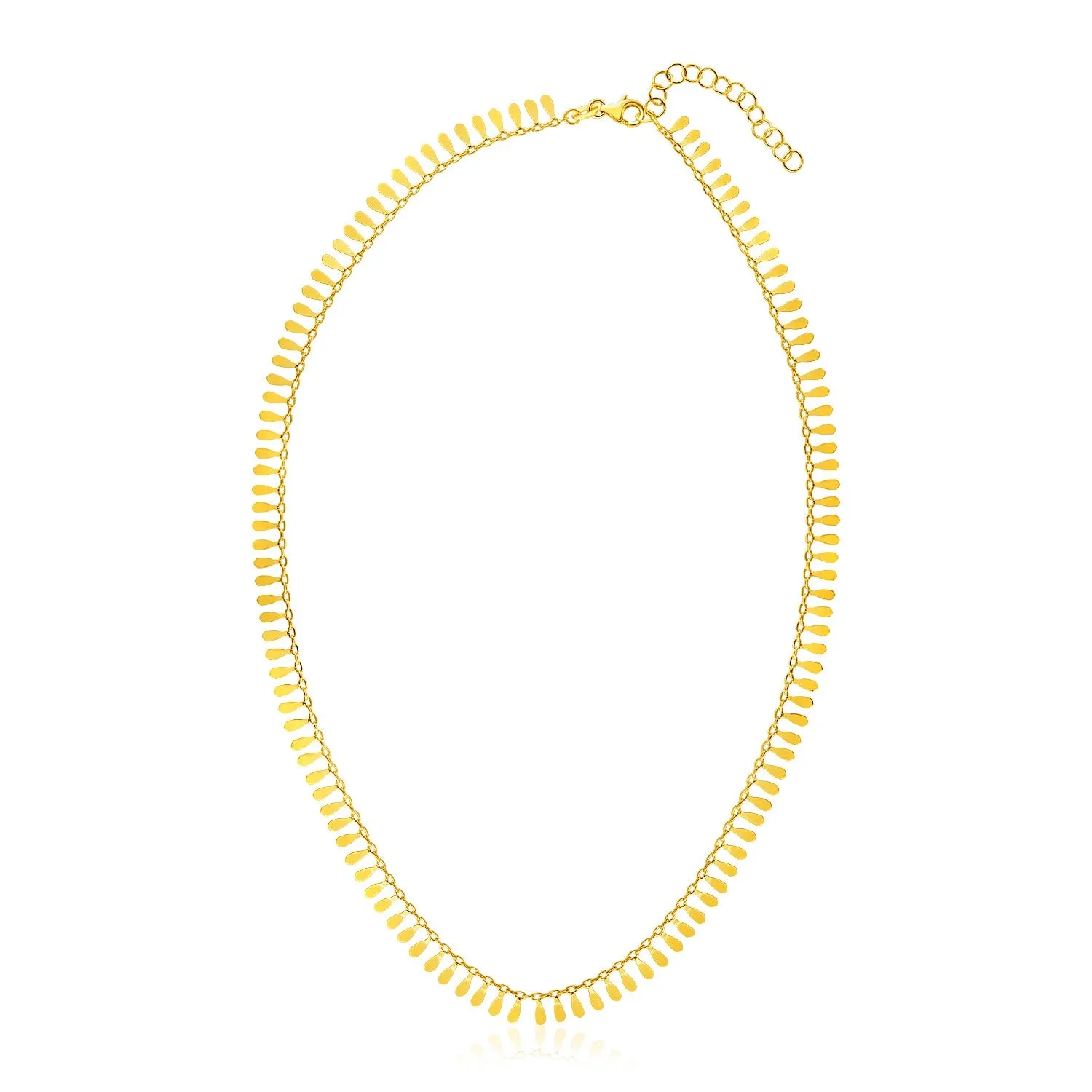 14k Yellow Gold 18 inch Necklace with Polished Petal Motifsrx87084-18-rx87084-18