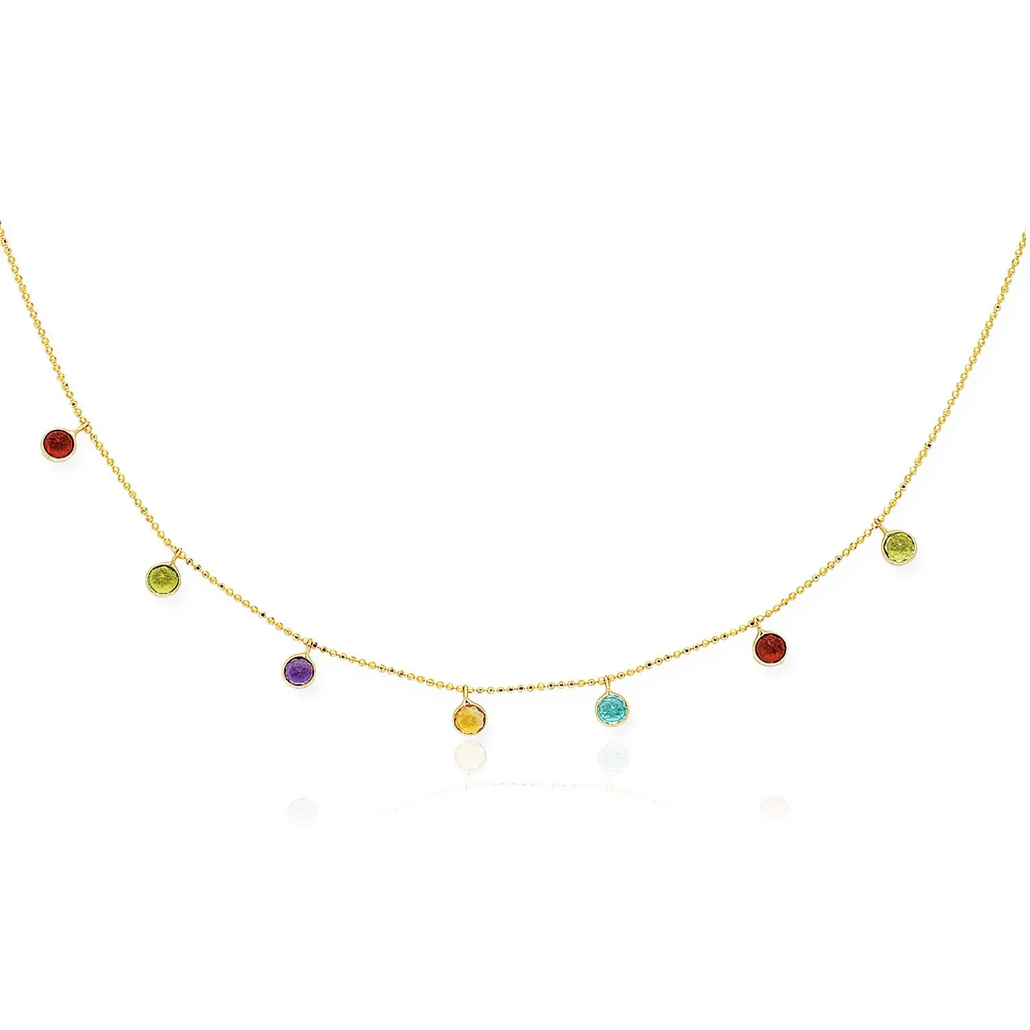 14k Yellow Gold Cable Chain Necklace with Round Multi-Tone Charmsrx47176-16-rx47176-16