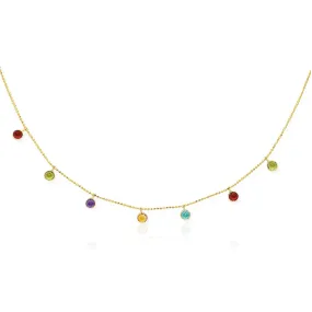 14k Yellow Gold Cable Chain Necklace with Round Multi-Tone Charmsrx47176-16-rx47176-16