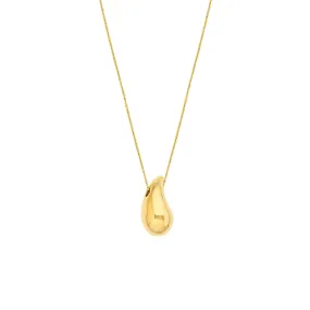 14kt Gold Puff Art Teardrop Dome Necklace