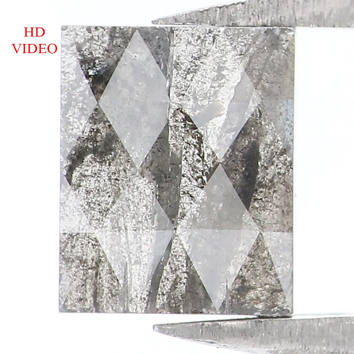 1.50 CT Natural Loose Square Shape Diamond Salt And Pepper Square Cut Diamond 6.85 MM Black Grey Color Square Shape Rose Cut Dia