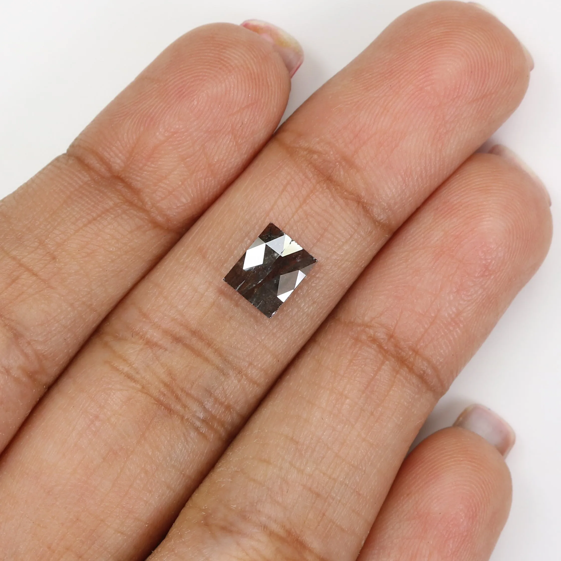 1.50 CT Natural Loose Square Shape Diamond Salt And Pepper Square Cut Diamond 6.85 MM Black Grey Color Square Shape Rose Cut Dia