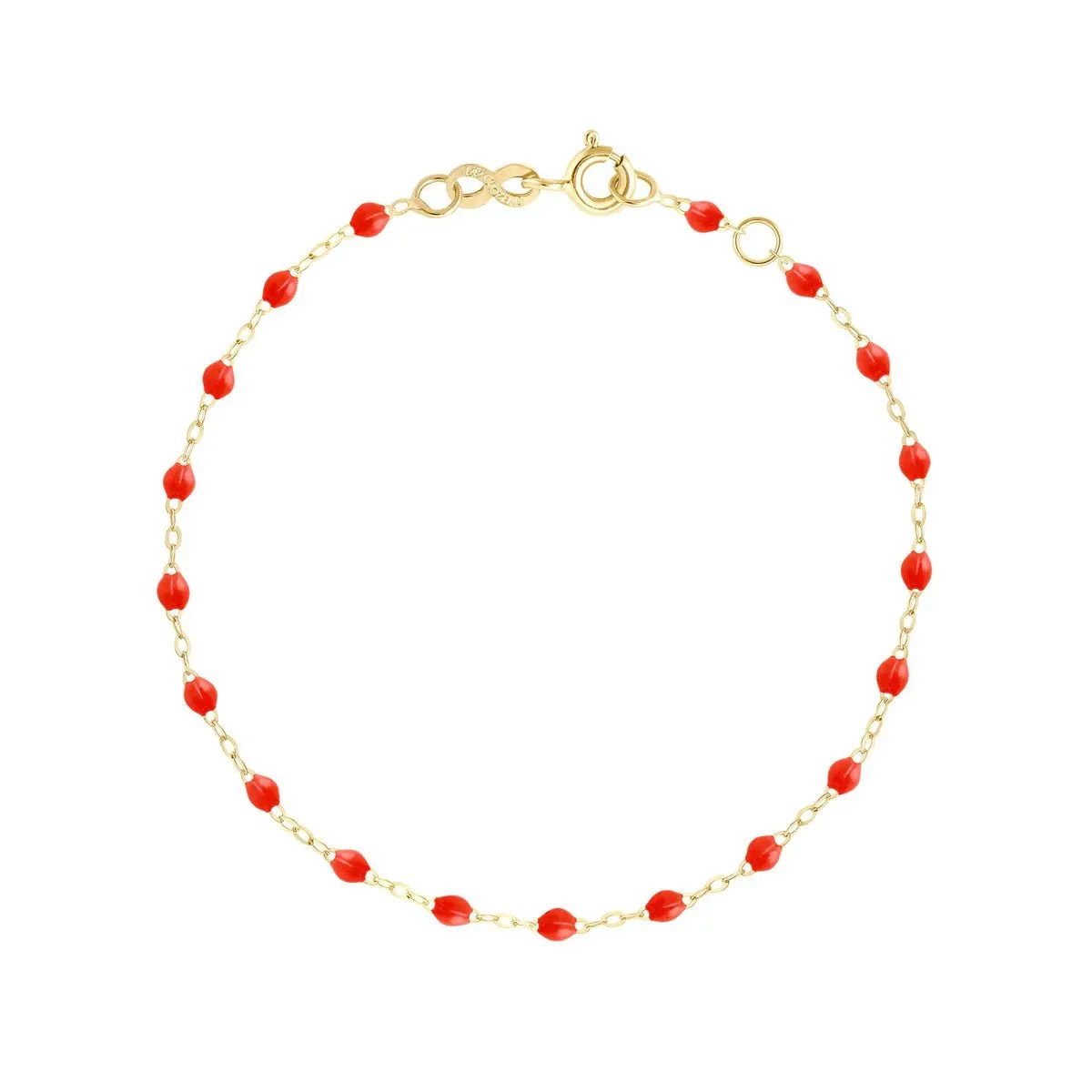 18K Gold and Coral Resin Beaded Classic Bracelet