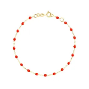 18K Gold and Coral Resin Beaded Classic Bracelet