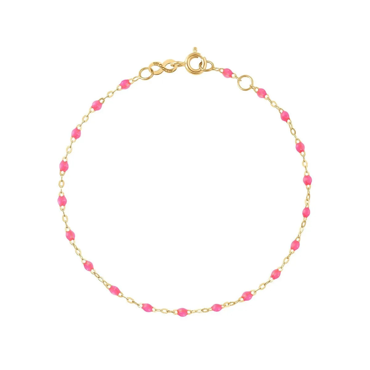 18K Gold and Neon Pink Resin Beaded Classic Bracelet