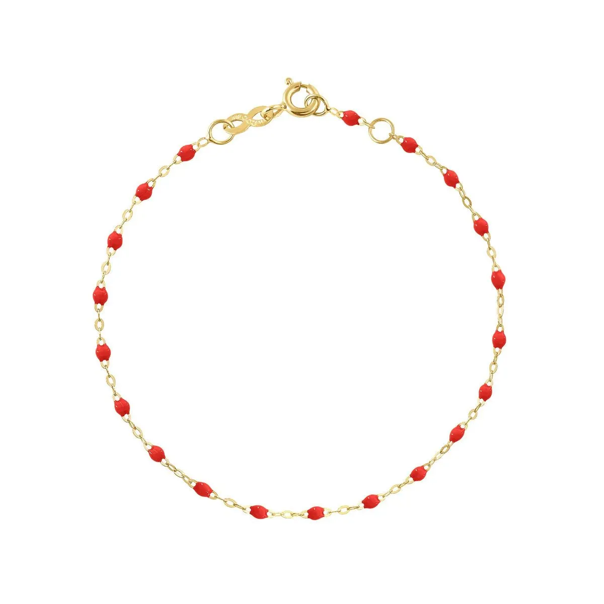 18K Gold and Poppy Red Resin Beaded Classic Bracelet