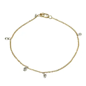 18K Gold Chain Bracelet with Four Free-Set Pear-Shaped Diamonds