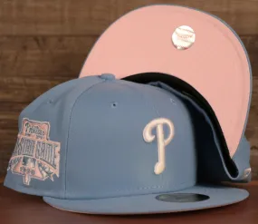 1996 All Star Side Patch Phillies 59Fifty Pink Bottom Cap | Retro Phillies Pink Underbrim Side patch Fitted Cap