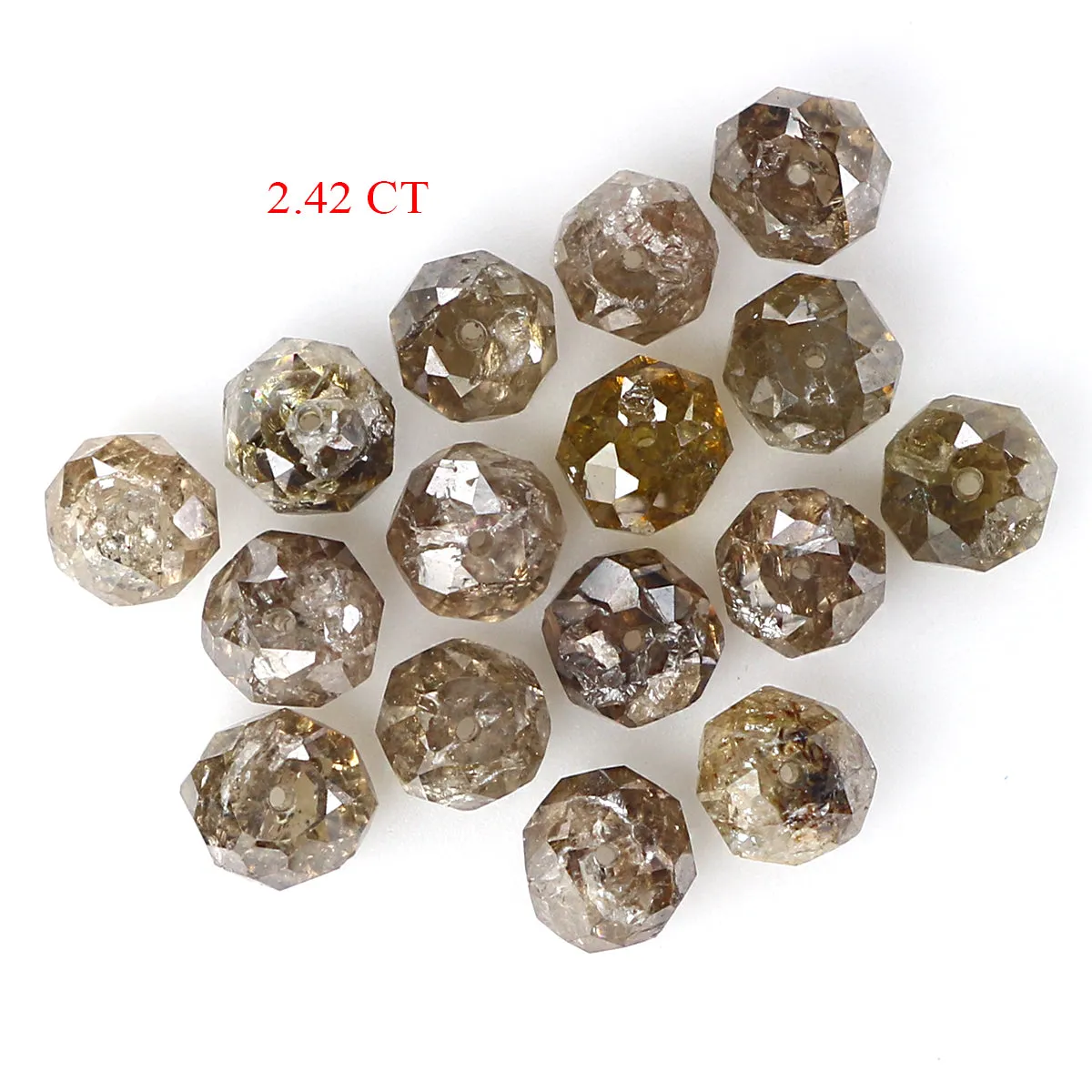 2.42 CT Natural Loose Bead Shape Diamond Brown Color Bead Cut Diamond 2.70 MM Natural Loose Diamond Bead Rose Cut Diamond LQ1736