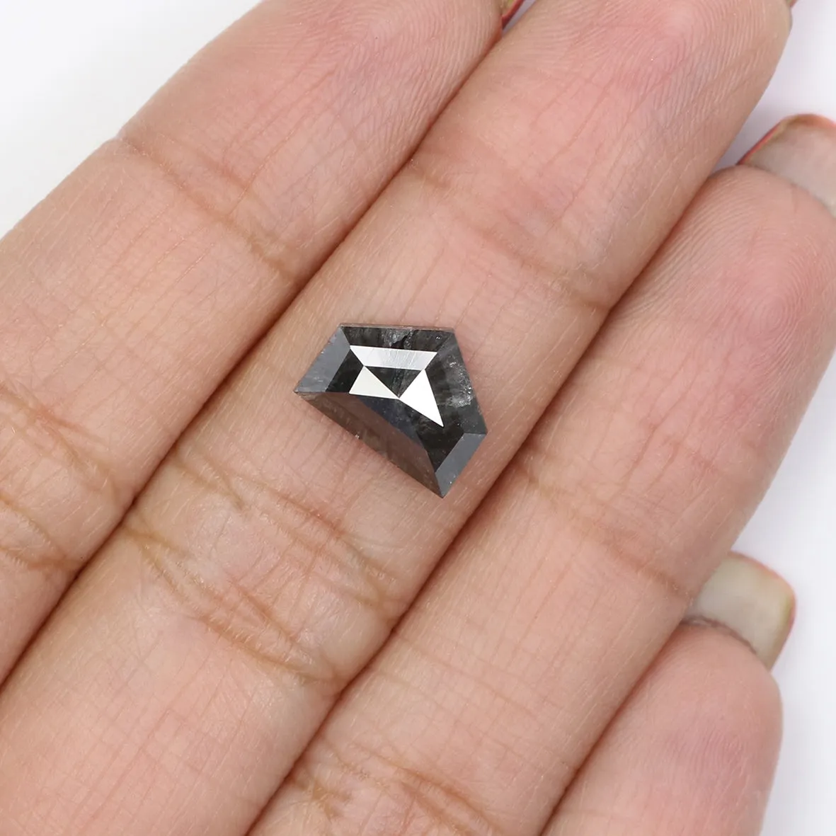 2.70 CT Natural Loose Antique Cut Diamond Black Grey Color Antique Shape Diamond 7.85 MM Natural Loose Antique Shape Rose Cut Di