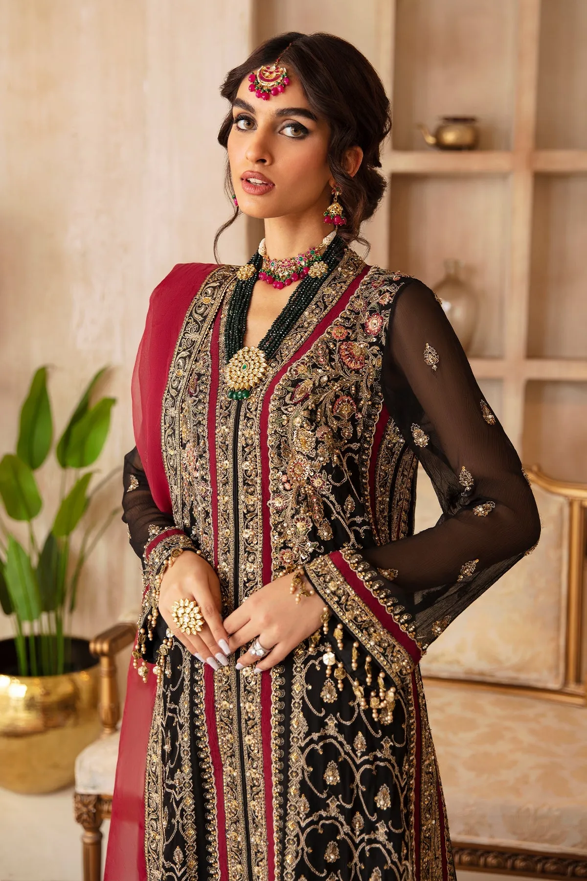 3-PC Unstitched Embroidered Shirt & Formal Chiffon Dupatta DJ4-06