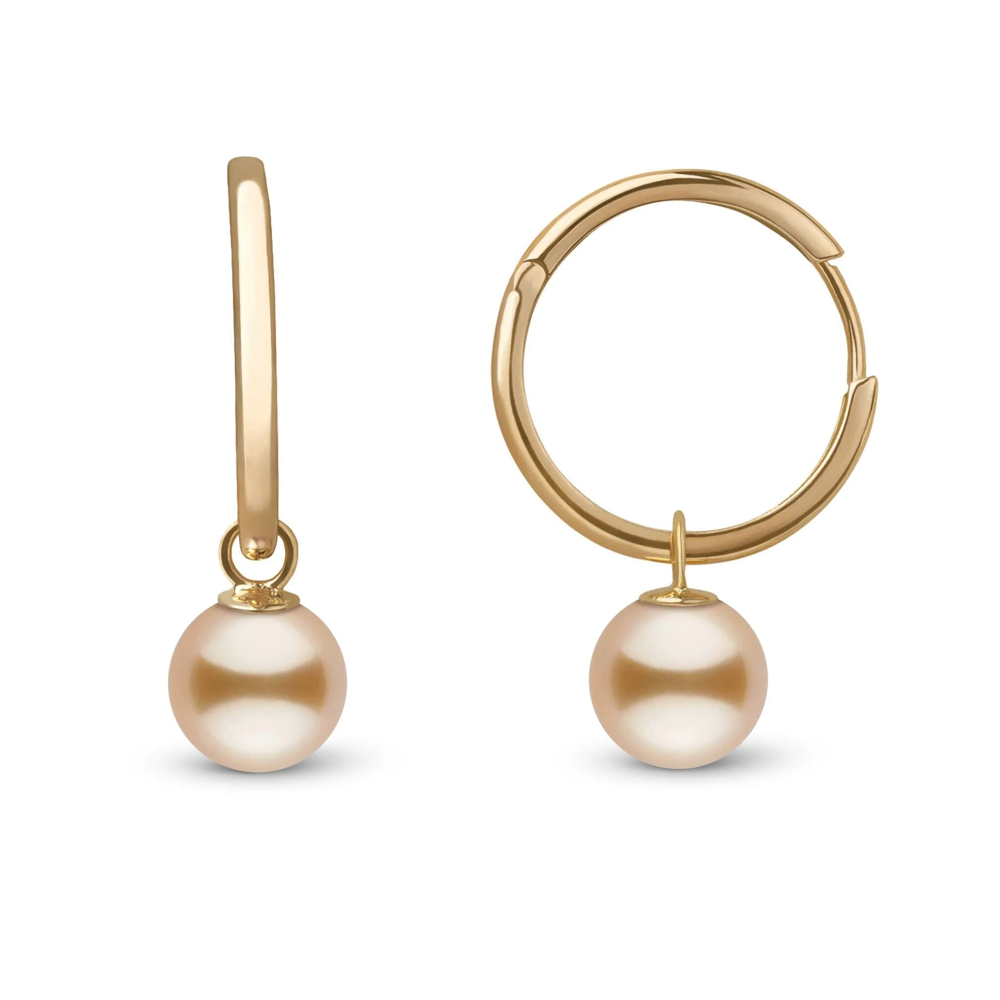 8.0-9.0 mm Golden South Sea Pearl Endless Hoop Earrings