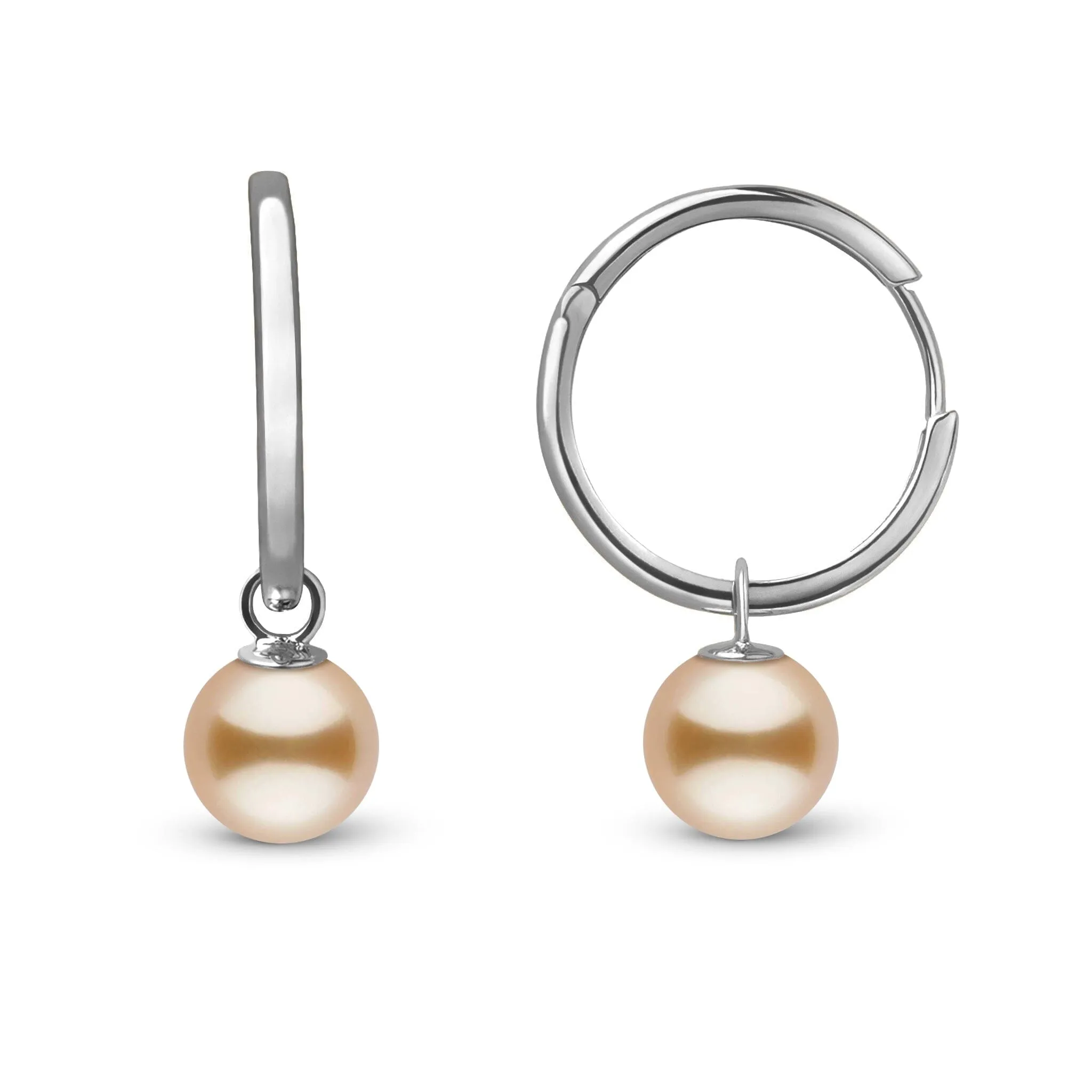 8.0-9.0 mm Golden South Sea Pearl Endless Hoop Earrings