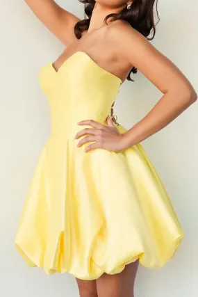 A Line Sweetheart Satin Yellow Cute Homecoming Graduation Dress QH2346