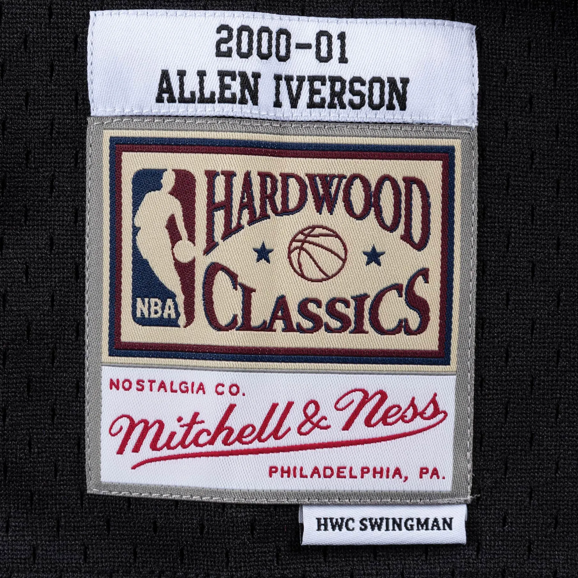 Allen Iverson 2000-2001 Philadelphia 76ers NBA Playoffs Throwback SwingMan Jersey | Black, Mitchell and Ness