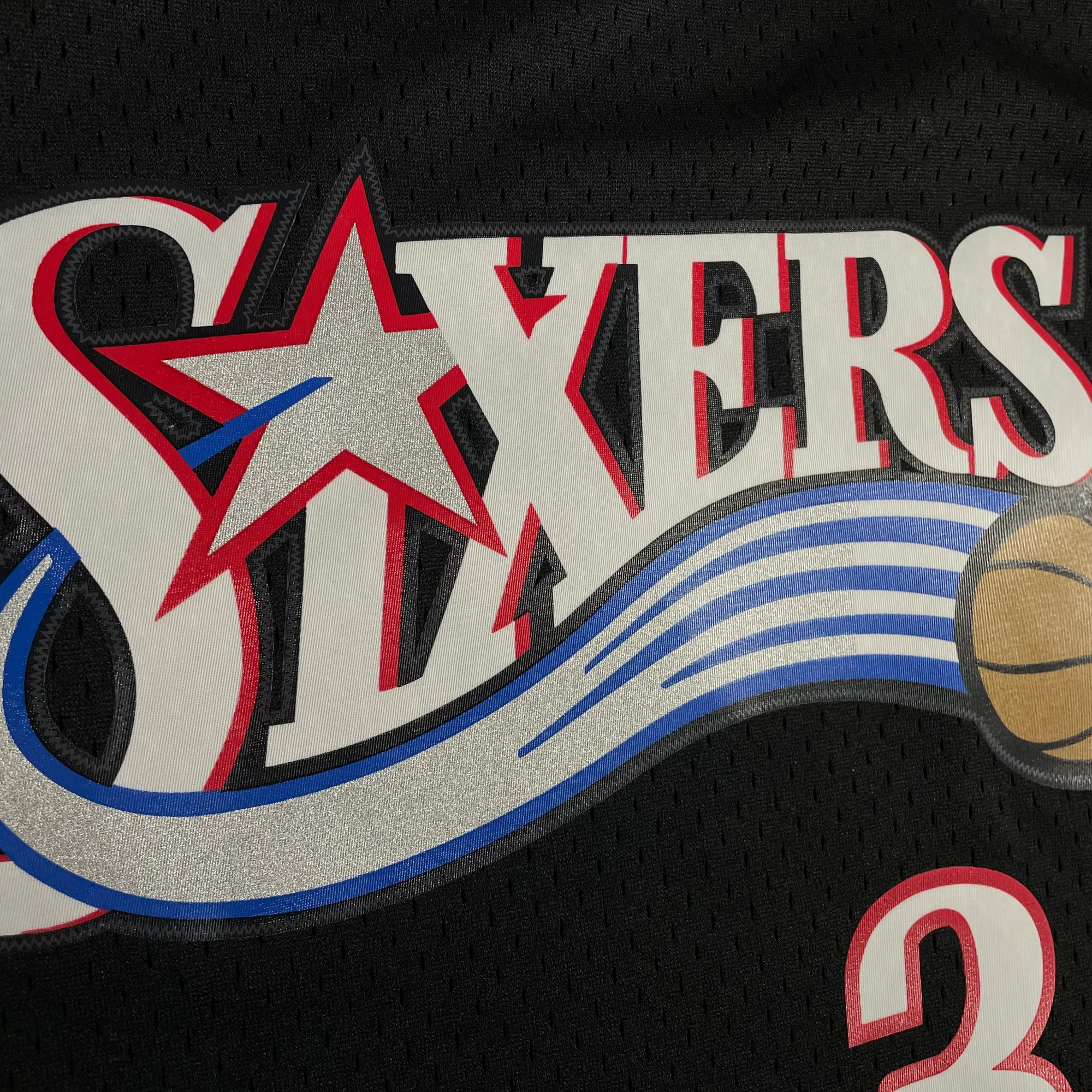 Allen Iverson 2000-2001 Philadelphia 76ers NBA Playoffs Throwback SwingMan Jersey | Black, Mitchell and Ness