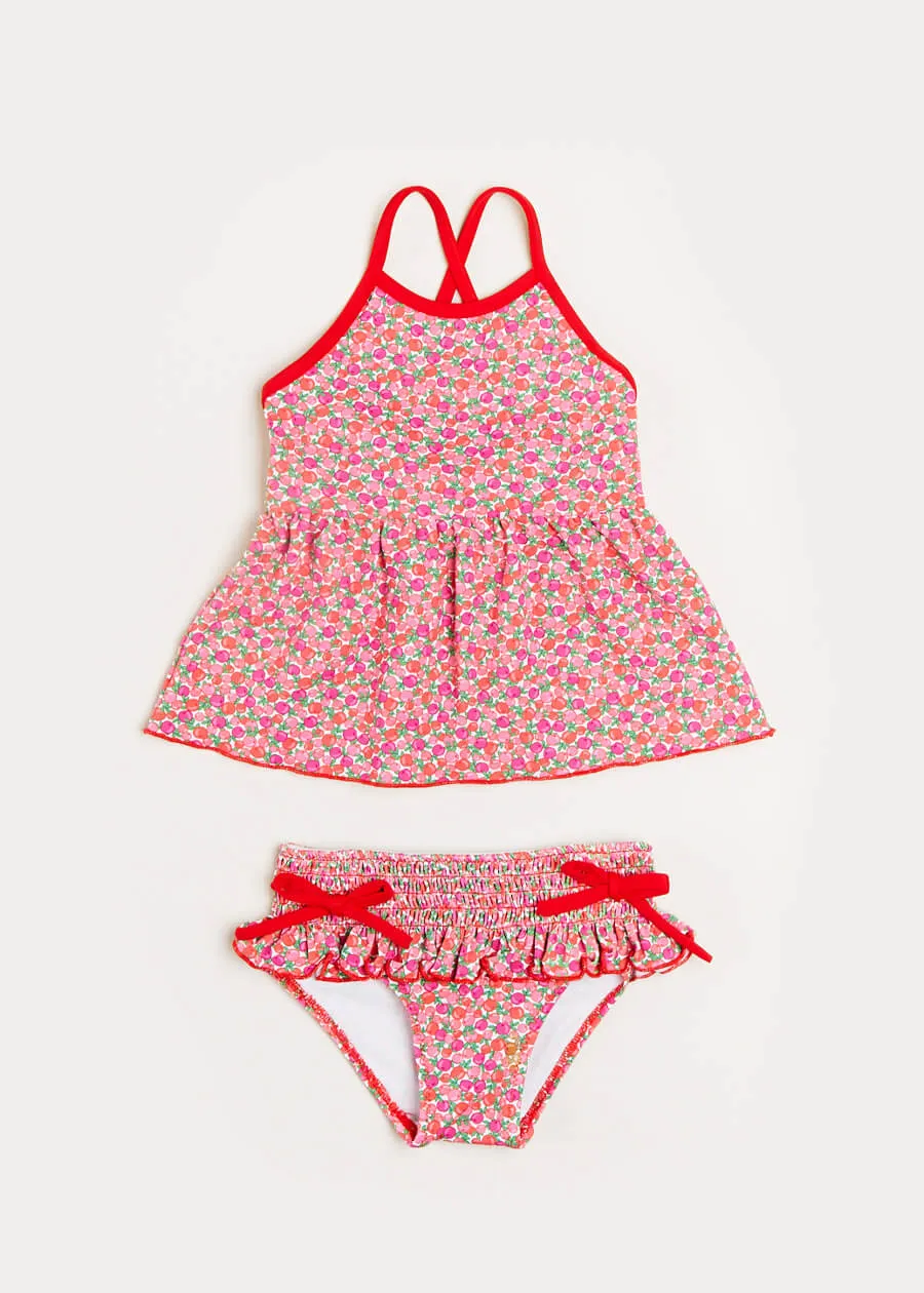 Annie Floral Print Bow Detail Two Piece Swimsuit in Pink (12mths-6yrs)