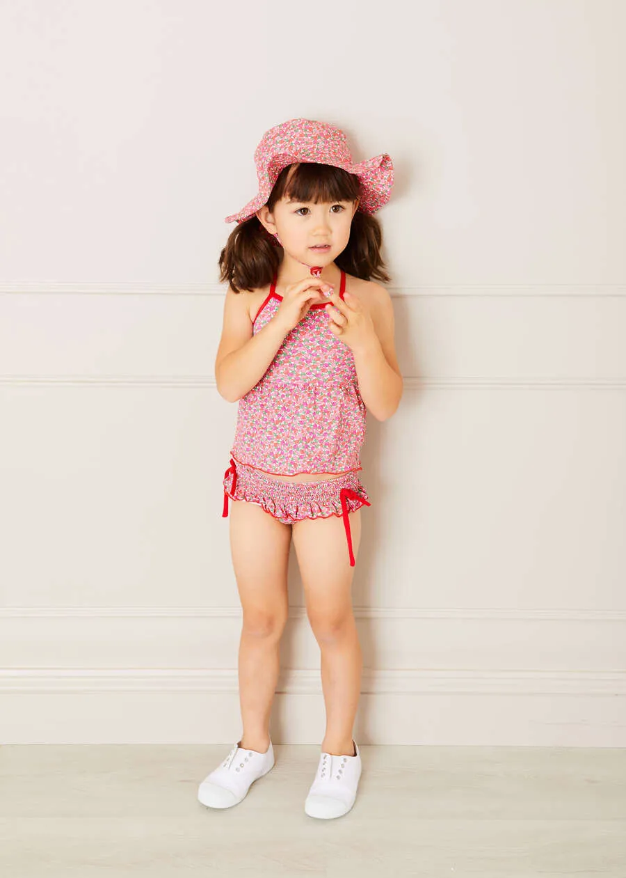 Annie Floral Print Bow Detail Two Piece Swimsuit in Pink (12mths-6yrs)