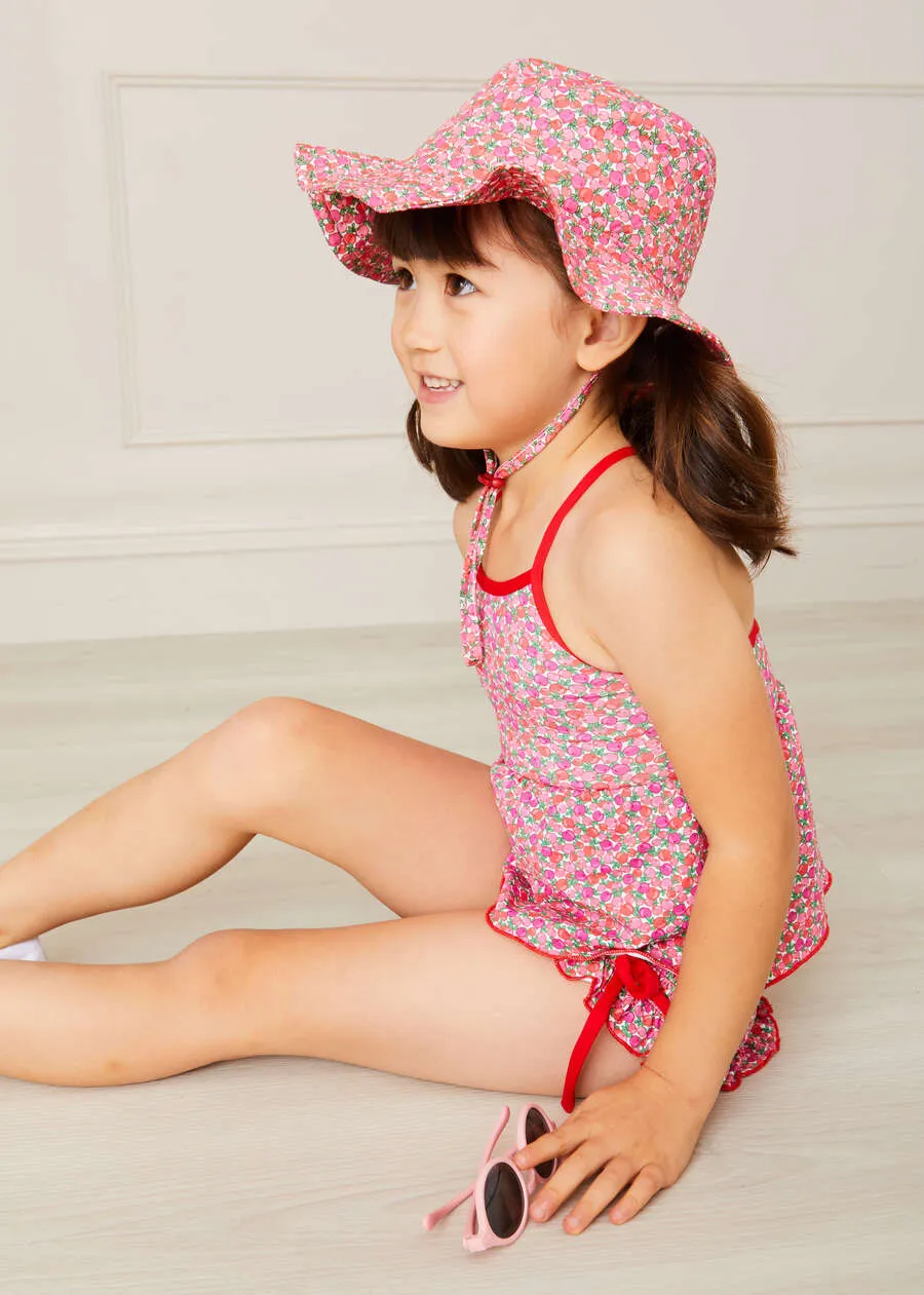 Annie Floral Print Bow Detail Two Piece Swimsuit in Pink (12mths-6yrs)