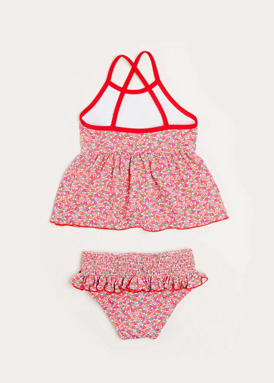 Annie Floral Print Bow Detail Two Piece Swimsuit in Pink (12mths-6yrs)