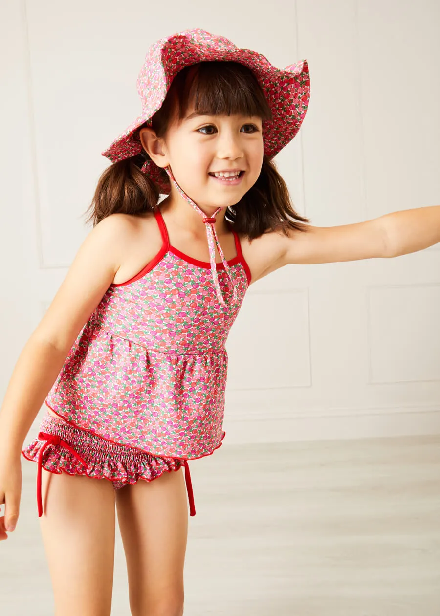 Annie Floral Print Bow Detail Two Piece Swimsuit in Pink (12mths-6yrs)