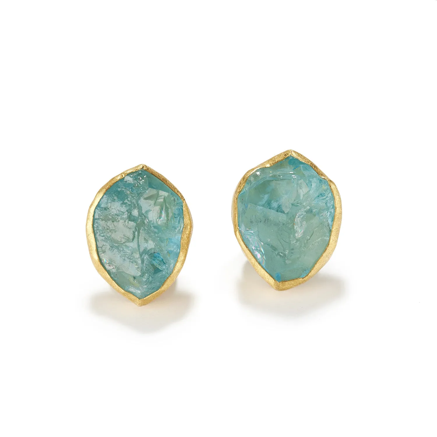 Aqua Crystal Omega Earrings