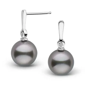 Aspire Collection 8.0-9.0 mm Tahitian Pearl and Diamond Earrings