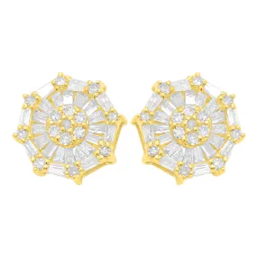 Baguette Octa Diamond Earrings .38cttw 10K Yellow Gold